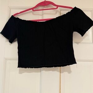 Reformation Black Ribbed Crop Top